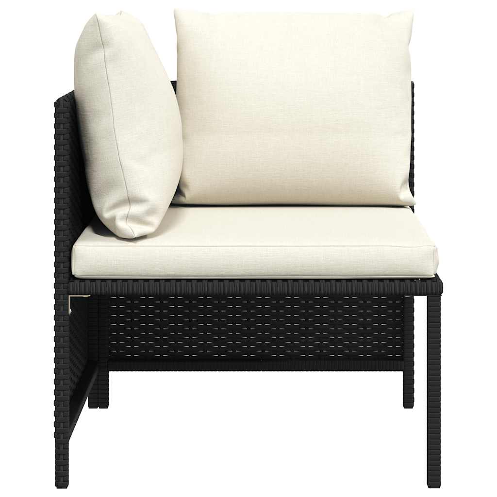 Divano ad Angolo Modulare con Cuscini in Polyrattan Nero | homemem39