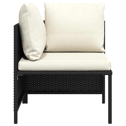 Divano ad Angolo Modulare con Cuscini in Polyrattan Nero | homemem39