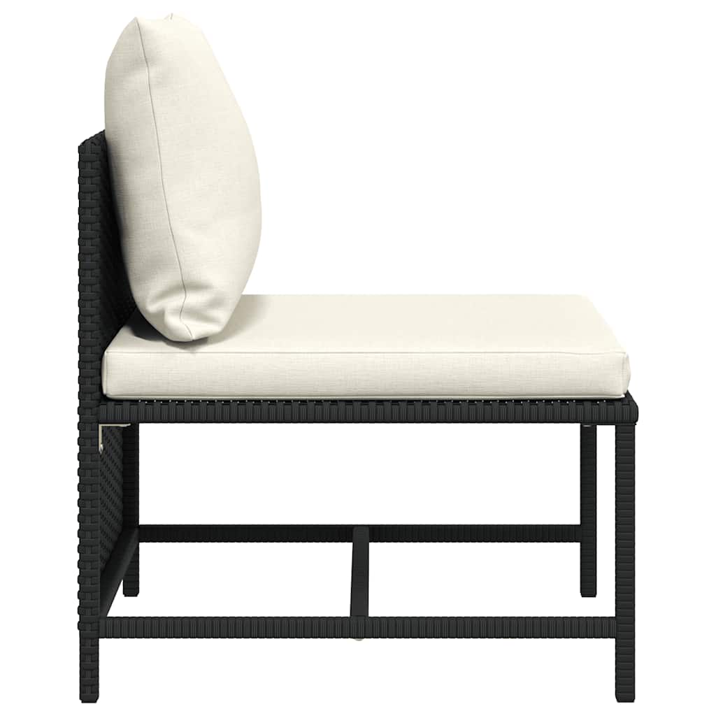 Divano Centrale Modulare con Cuscini in Polyrattan Nero - homemem39