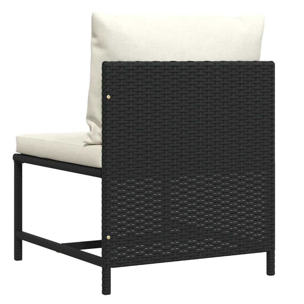 Divano Centrale Modulare con Cuscini in Polyrattan Nero - homemem39