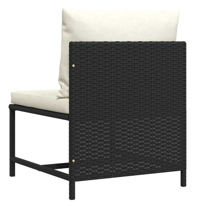 Divano Centrale Modulare con Cuscini in Polyrattan Nero - homemem39