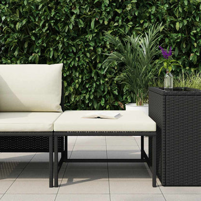 Poggiapiedi Modulare con Cuscino in Polyrattan Nero