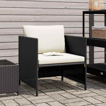 Poltrona da Giardino con Cuscini in Polyrattan Nero