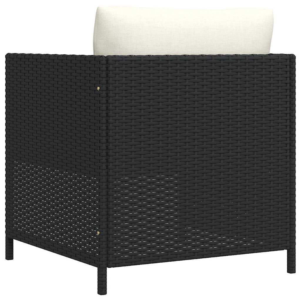 Poltrona da Giardino con Cuscini in Polyrattan Nero