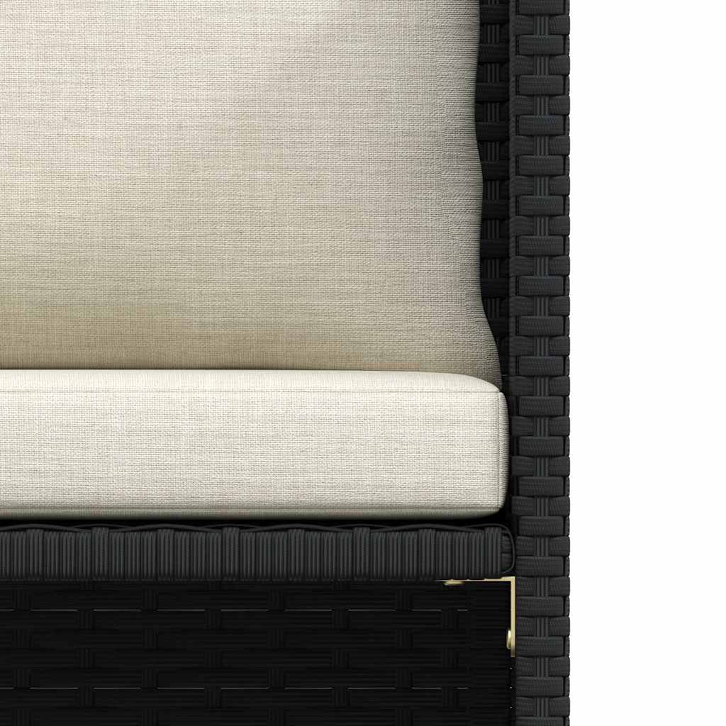 Poltrona da Giardino con Cuscini in Polyrattan Nero