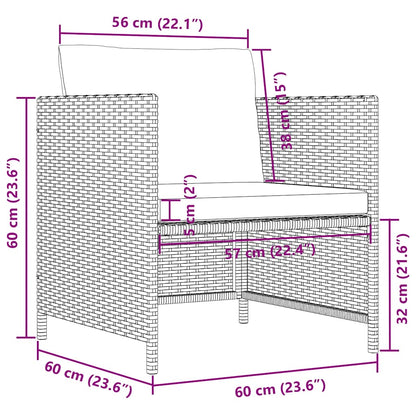 Poltrona da Giardino con Cuscini in Polyrattan Nero