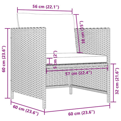 Poltrona da Giardino con Cuscini in Polyrattan Nero