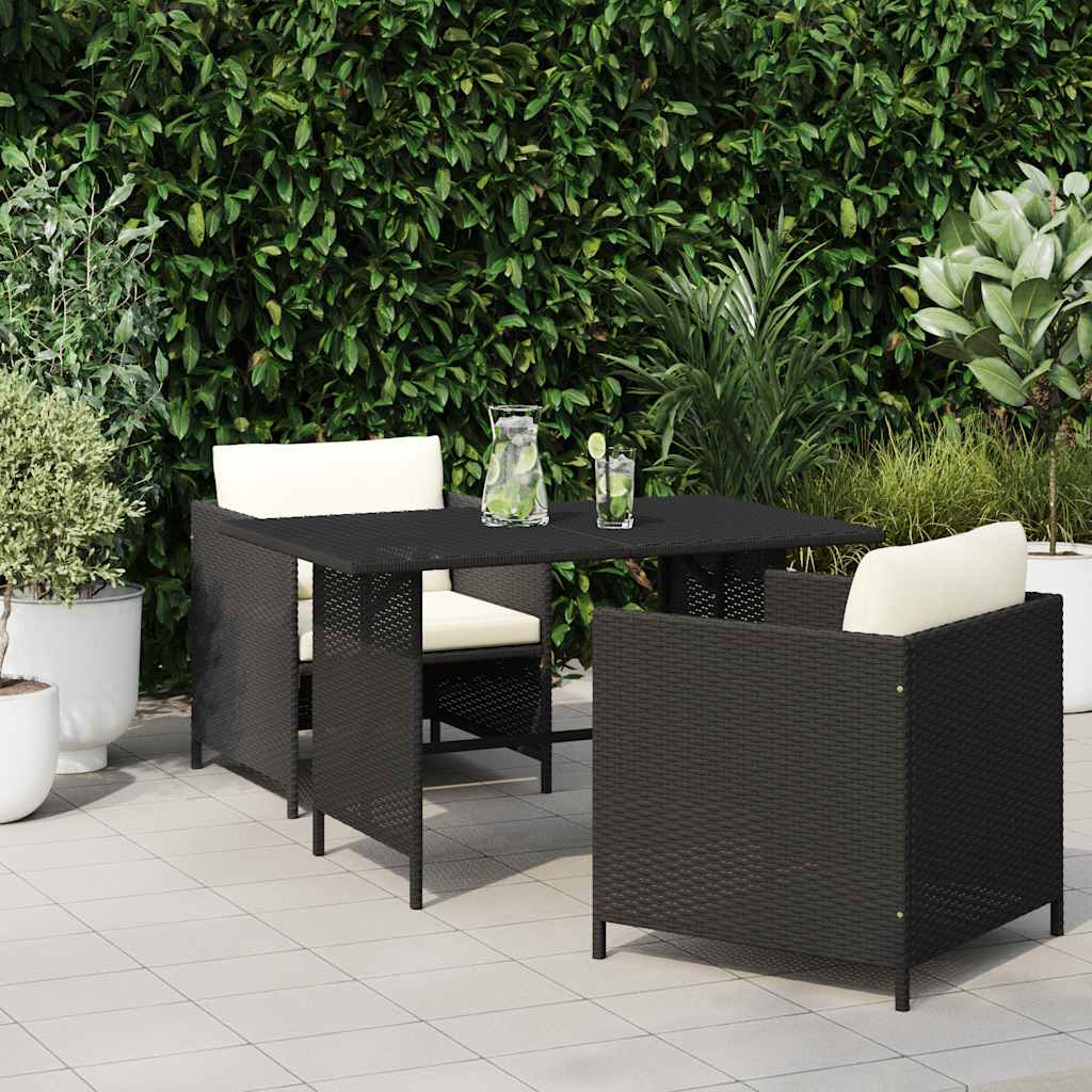 Tavolo da Pranzo da Giardino Nero 110x70x65 cm in Polyrattan