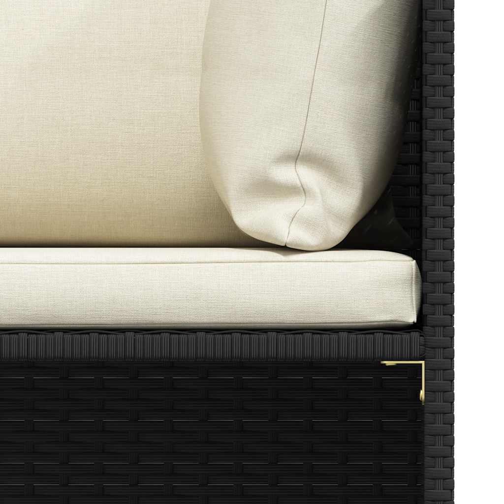 Divano da Giardino a 2 Posti con Cuscini Nero in Polyrattan - homemem39