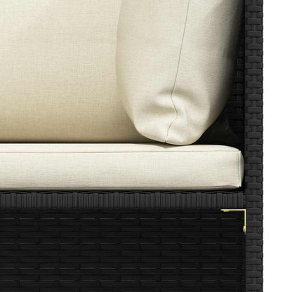 Divano da Giardino a 2 Posti con Cuscini Nero in Polyrattan