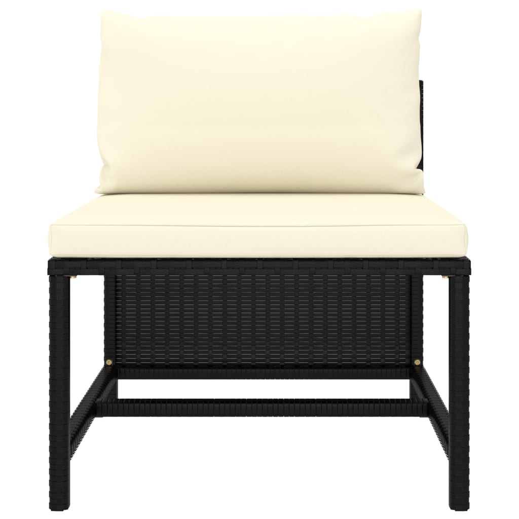 Set Divani da Giardino 3 pz con Cuscini in Polyrattan Nero - homemem39