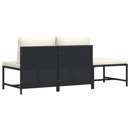 Set Divani da Giardino 3 pz con Cuscini in Polyrattan Nero | homemem39