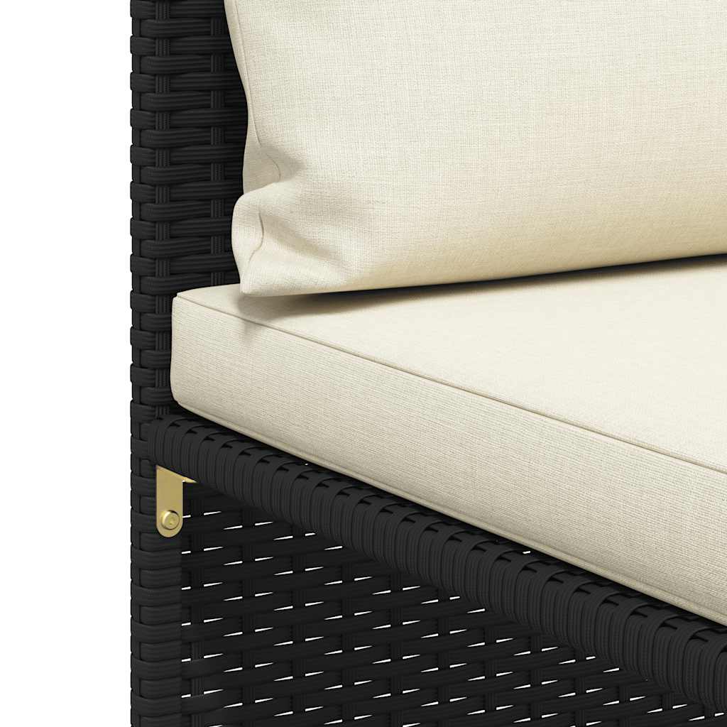 Set Divani da Giardino 3 pz con Cuscini in Polyrattan Nero | homemem39
