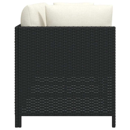 Divano da Giardino a 4 Posti con Cuscini Nero in Polyrattan | homemem39