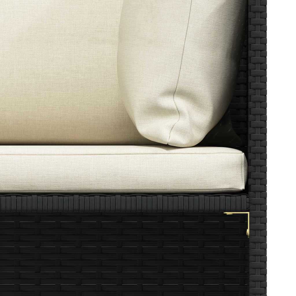Divano da Giardino a 4 Posti con Cuscini Nero in Polyrattan
