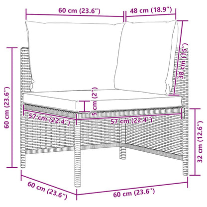Divano da Giardino a 4 Posti con Cuscini Nero in Polyrattan