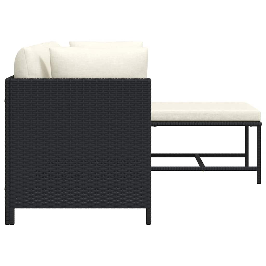 Set Divani da Giardino 4 pz con Cuscini in Polyrattan Nero