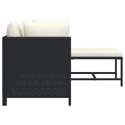Set Divani da Giardino 4 pz con Cuscini in Polyrattan Nero