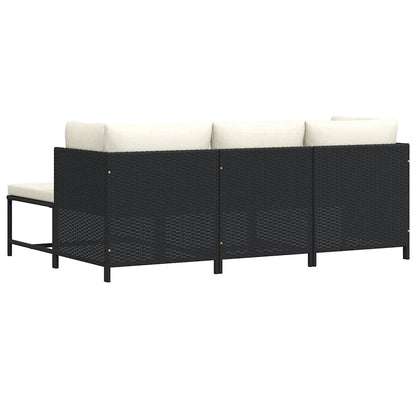Set Divani da Giardino 4 pz con Cuscini in Polyrattan Nero