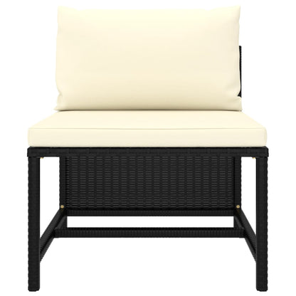 Set Divani da Giardino 5 pz con Cuscini in Polyrattan Nero