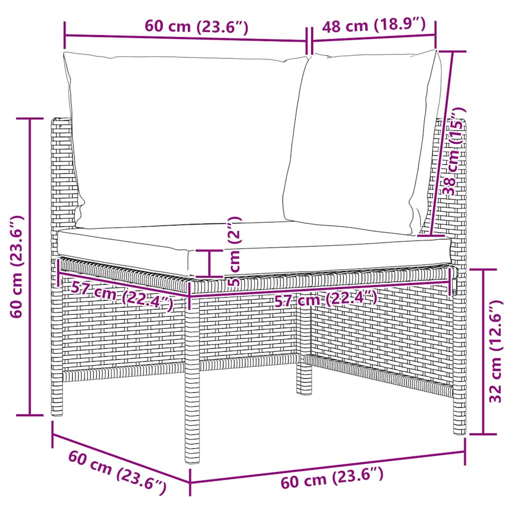 Set Divani da Giardino 4 pz con Cuscini in Polyrattan Nero | homemem39