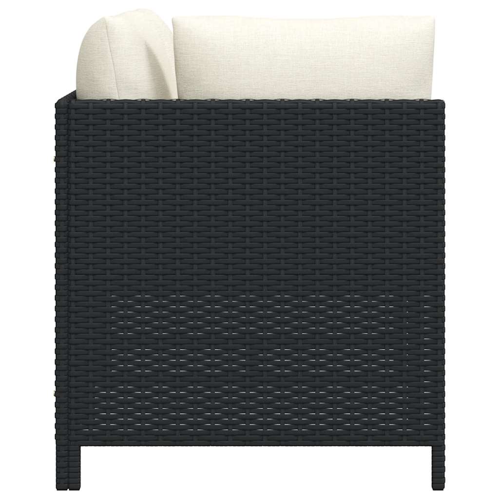 Set Divani da Giardino 3 pz con Cuscini in Polyrattan Nero | homemem39