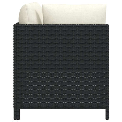 Set Divani da Giardino 3 pz con Cuscini in Polyrattan Nero