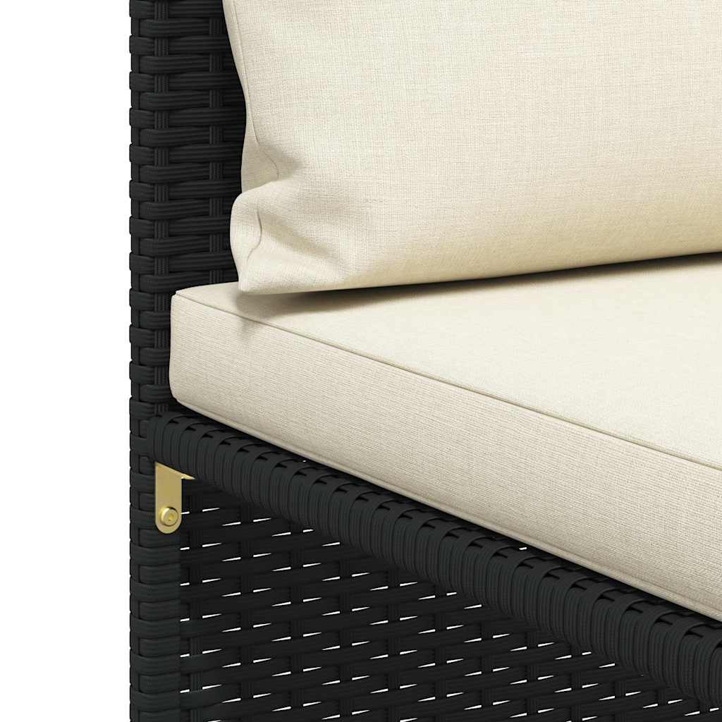 Set Divani da Giardino 3 pz con Cuscini in Polyrattan Nero