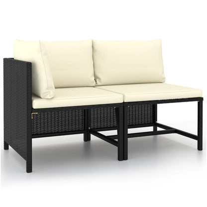 Set Divani da Giardino 2 pz con Cuscini in Polyrattan Nero - homemem39