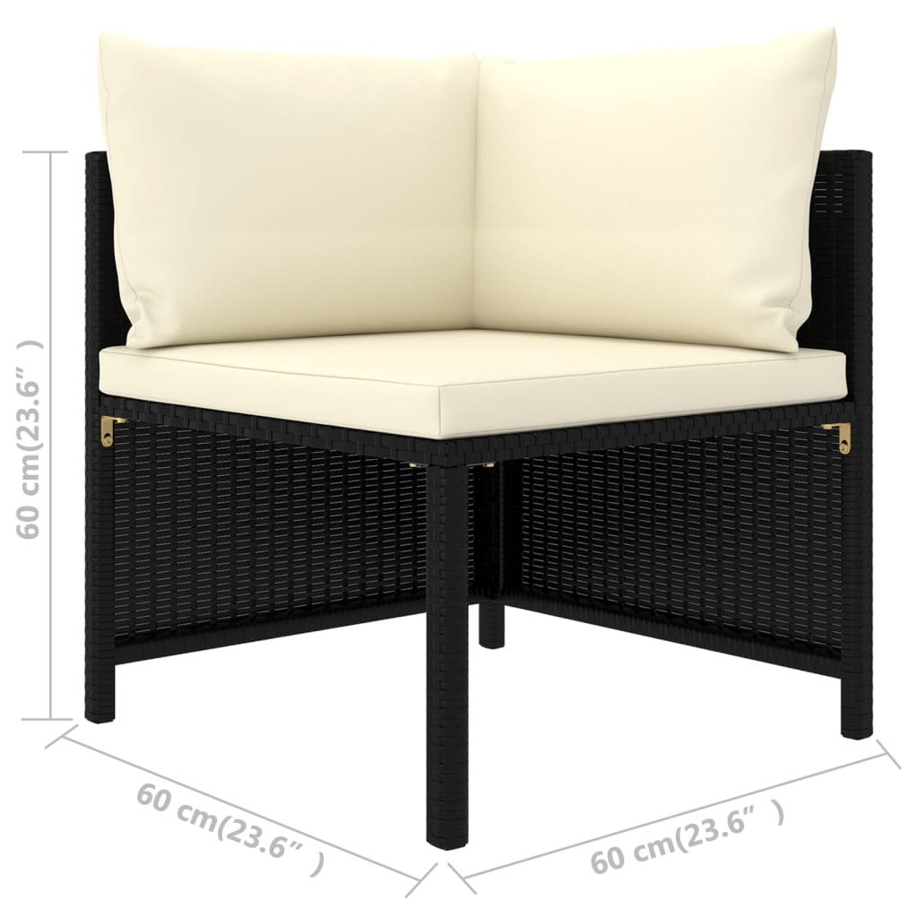 Set Divani da Giardino 2 pz con Cuscini in Polyrattan Nero - homemem39