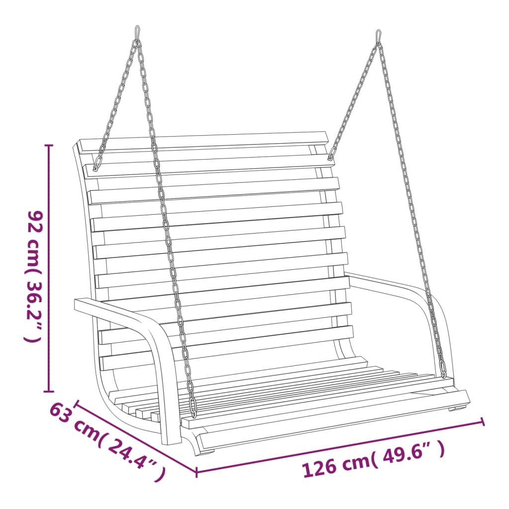 Panca a Dondolo in Legno Ricurvo Finitura Teak 126x63x92 cm - homemem39