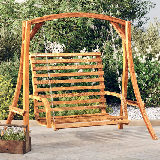 Panca a Dondolo in Legno Ricurvo Finitura Teak 126x63x92 cm - homemem39
