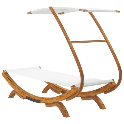 Lettino con Tettuccio 100x190x134 cm in Legno Curvato Crema - homemem39