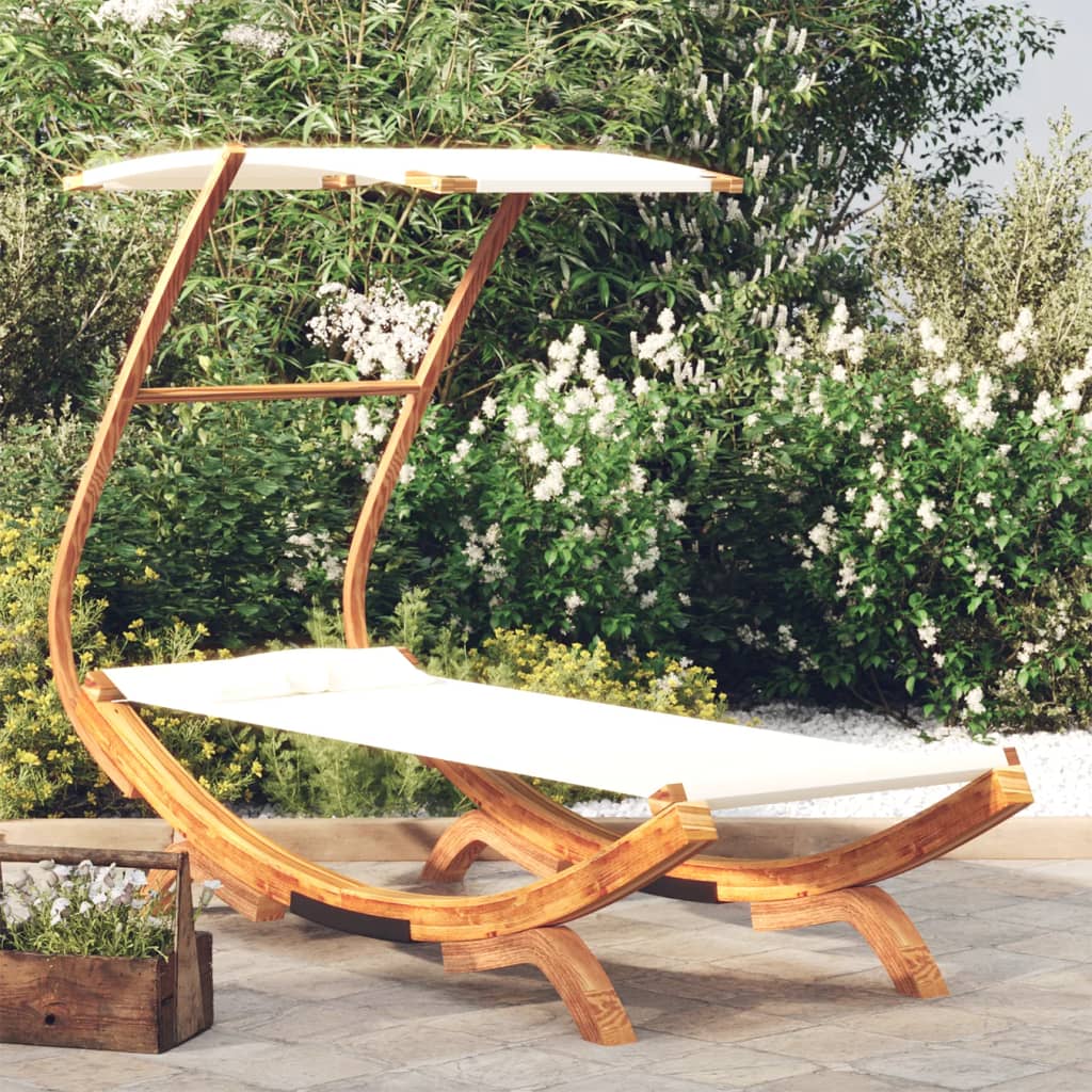 Lettino con Tettuccio 100x190x134 cm in Legno Curvato Crema - homemem39