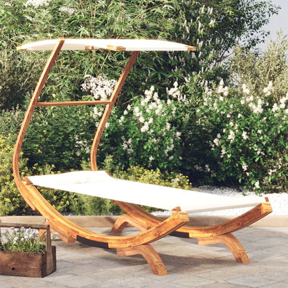 Lettino con Tettuccio 100x190x134 cm in Legno Curvato Crema - homemem39