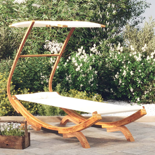 Lettino con Tettuccio 100x190x134 cm in Legno Curvato Crema - homemem39