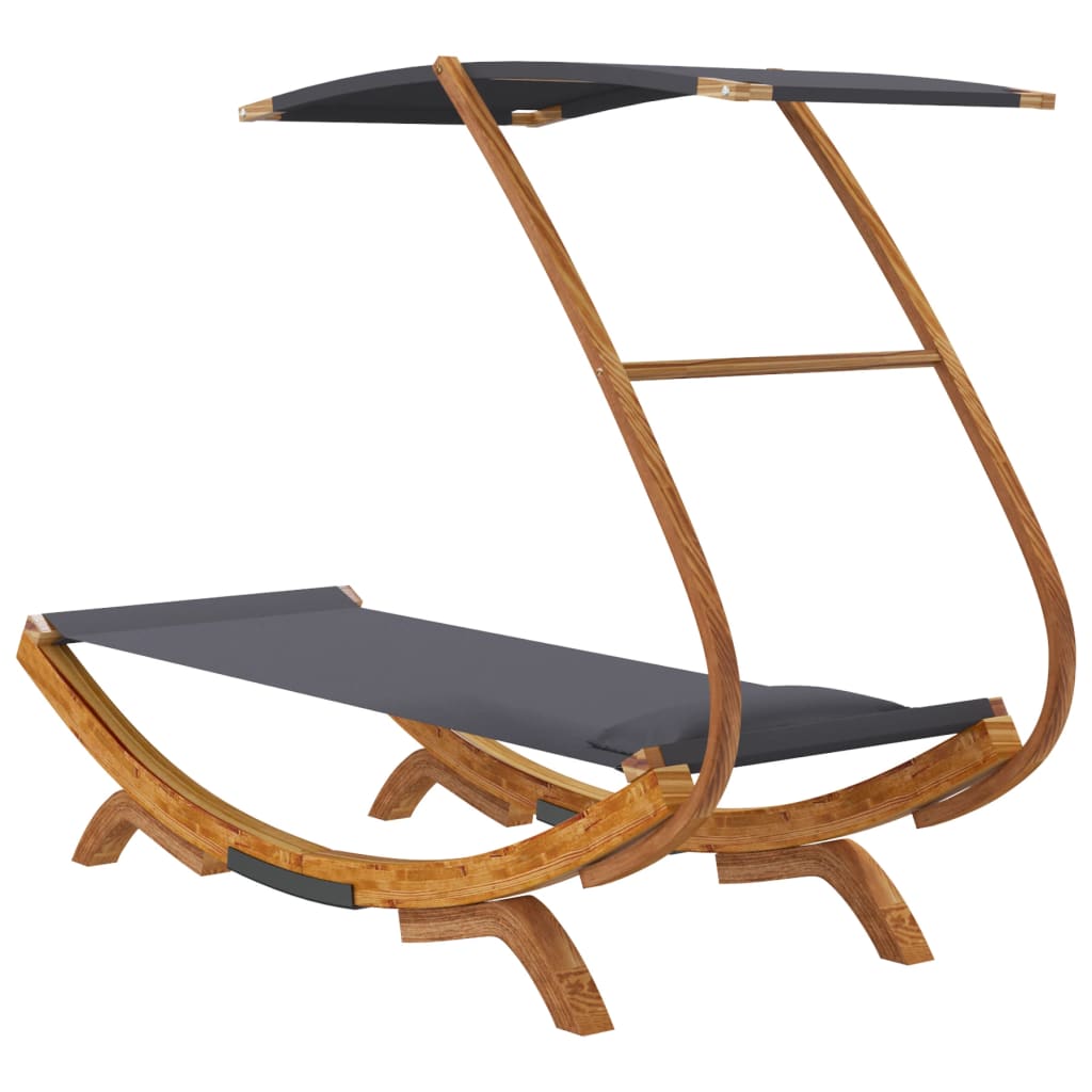 Lettino con Tettuccio 100x190x134 cm in Legno Curvato Antracite - homemem39
