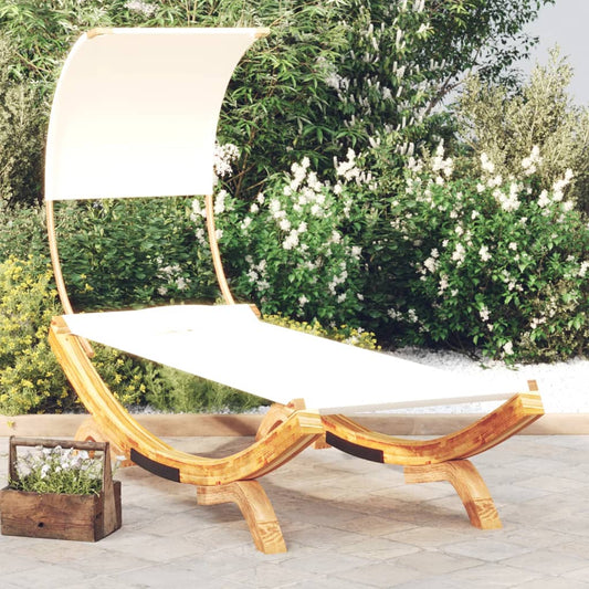 Lettino con Tettuccio 100x200x126 cm in Legno Curvato Crema - homemem39