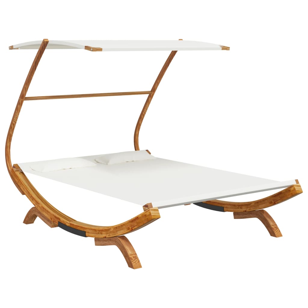 Lettino con Tettuccio 165x203x138 cm in Legno Curvato Crema - homemem39
