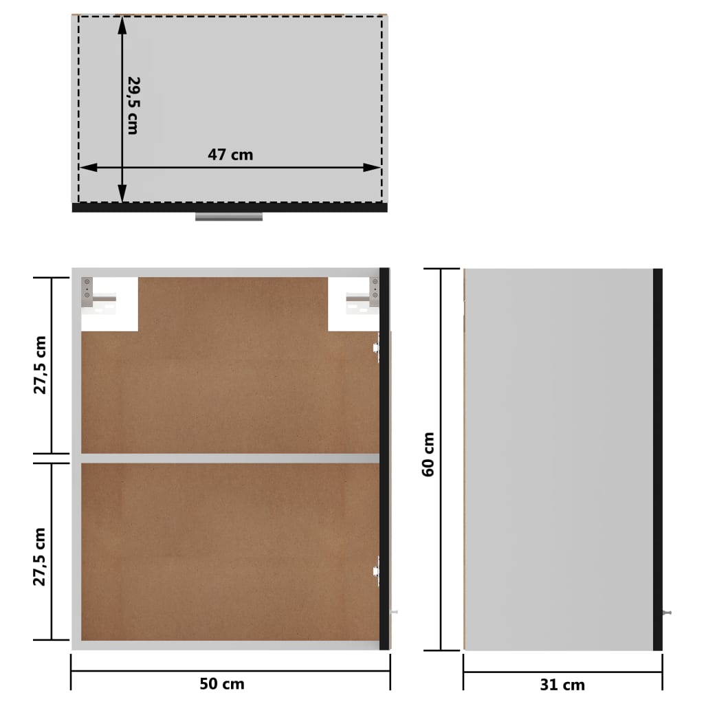 Mobili Pensili “Lyon” 2 pz Neri 50x31x60 cm | homemem39