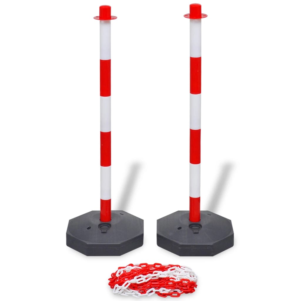 Set Stradale con 4 Pali e 2 Catene in Plastica 10 m Ciascuna | homemem39