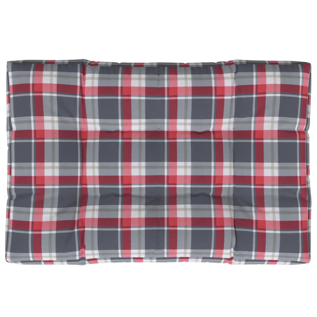 Cuscino per Pallet a Quadri Rossi 120x80x12 cm in Tessuto | homemem39