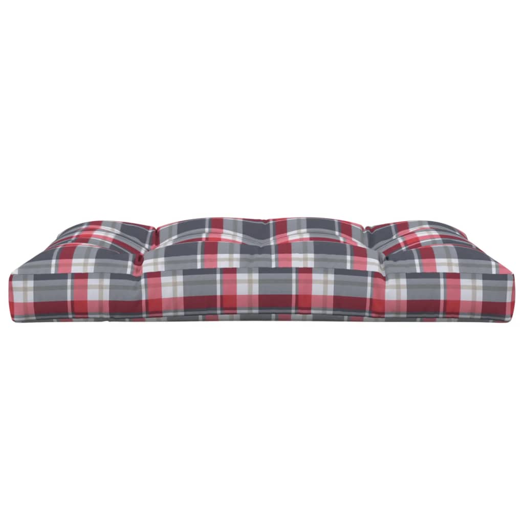 Cuscino per Pallet a Quadri Rossi 120x80x12 cm in Tessuto | homemem39