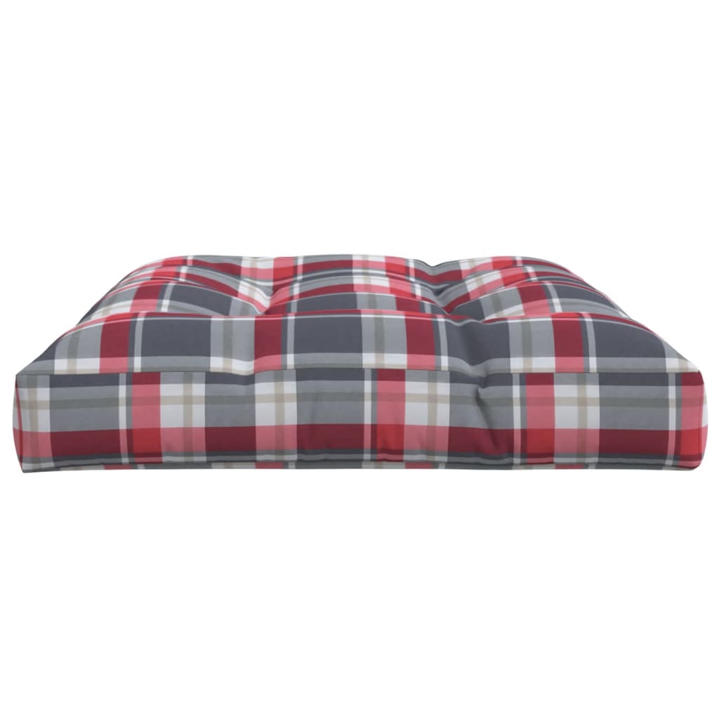 Cuscino per Pallet a Quadri Rossi 120x80x12 cm in Tessuto | homemem39