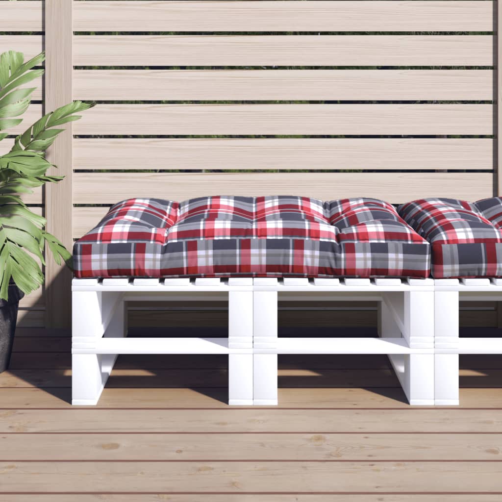 Cuscino per Pallet a Quadri Rossi 120x80x12 cm in Tessuto | homemem39