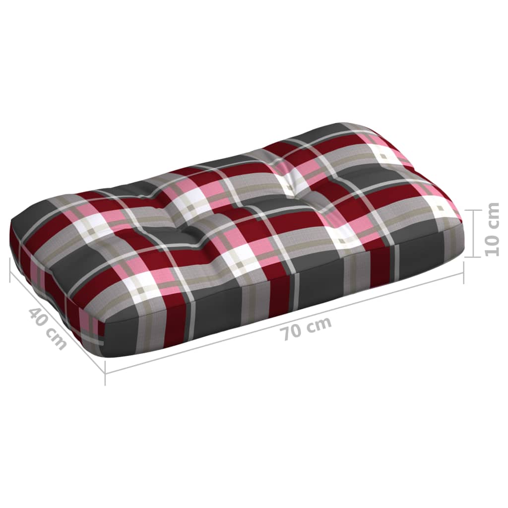 Cuscini per Divano Pallet 7 pz Rosso Motivo a Quadri | homemem39