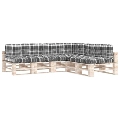 Cuscini per Divano Pallet 7 pz Grigio Motivo a Quadri | homemem39