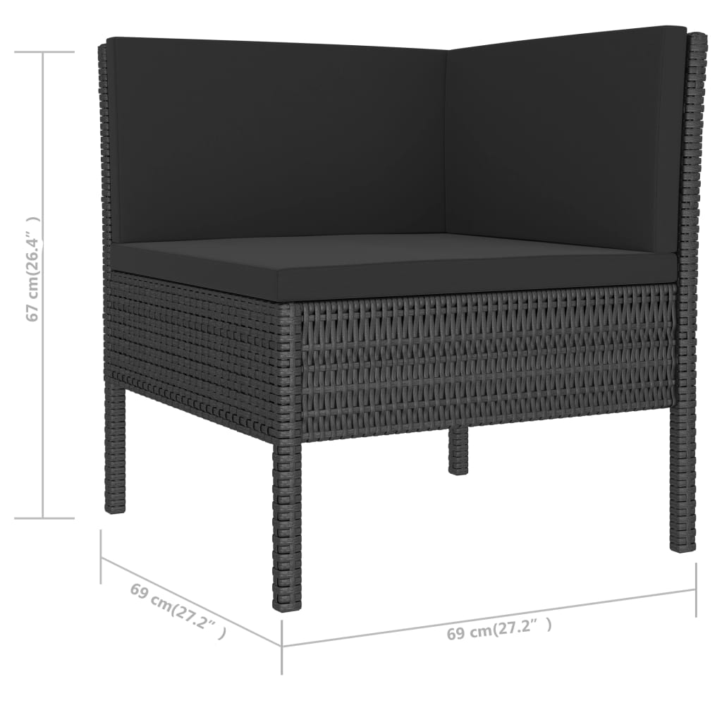 Set Divani da Giardino 6 pz con Cuscini in Polyrattan Nero | homemem39