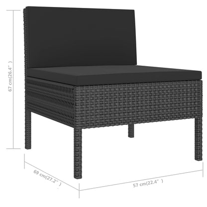 Set Divani da Giardino 6 pz con Cuscini in Polyrattan Nero | homemem39