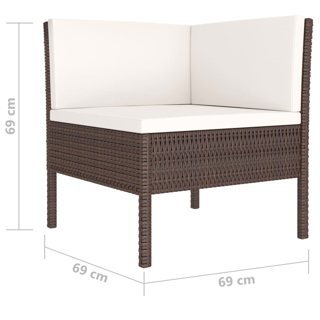 Set Divani da Giardino 4 pz con Cuscini in Polyrattan Marrone - homemem39